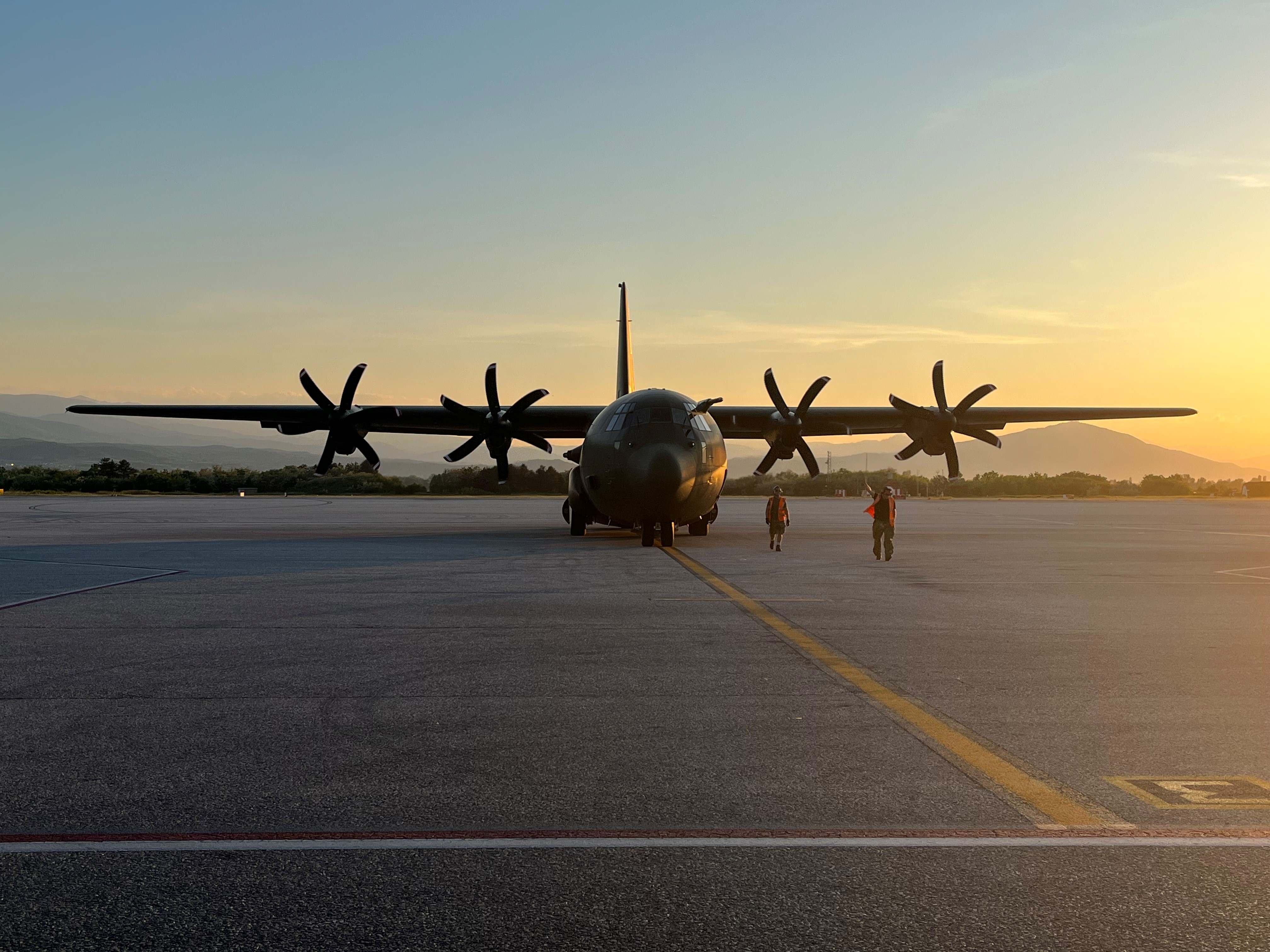 RAF Hercules on the airfield.